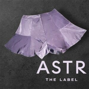 ASTR the Label Women's‎ High Waist Satin Shorts Slate Grey S